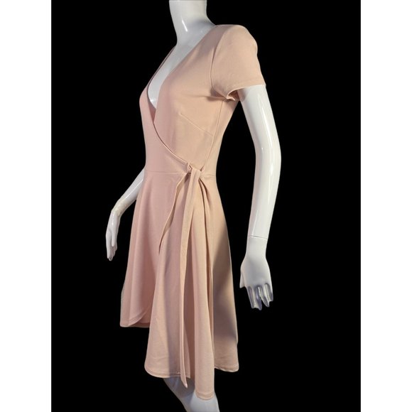 VILLADAR FAUX WRAP LIGHT DUSTY PINK DRESS (EUC) - Picture 3 of 9